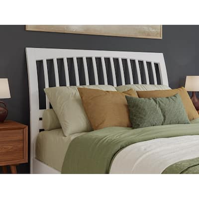 Solid Wood Slat Headboard - Sleigh Design, White Finish - Bedroom Headboard for Metal Frames