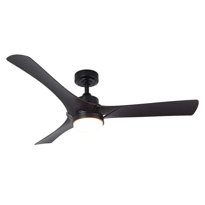 52" Modern Black Dimming LED Ceiling Fan with Light and Remote