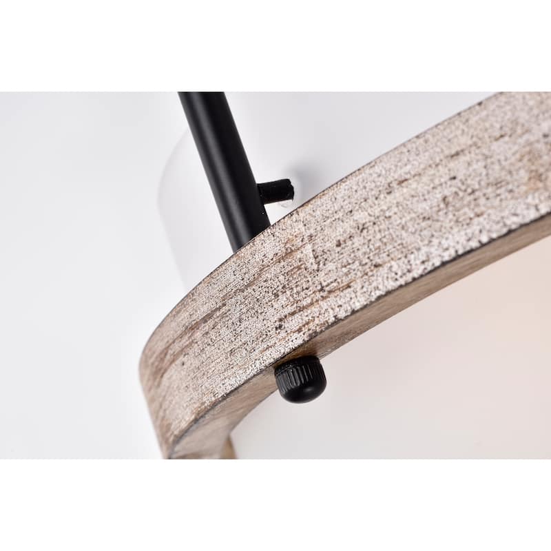 Janice Matte Black 2-Light Frosted Glass Drum Shade Semi-Flush Mount