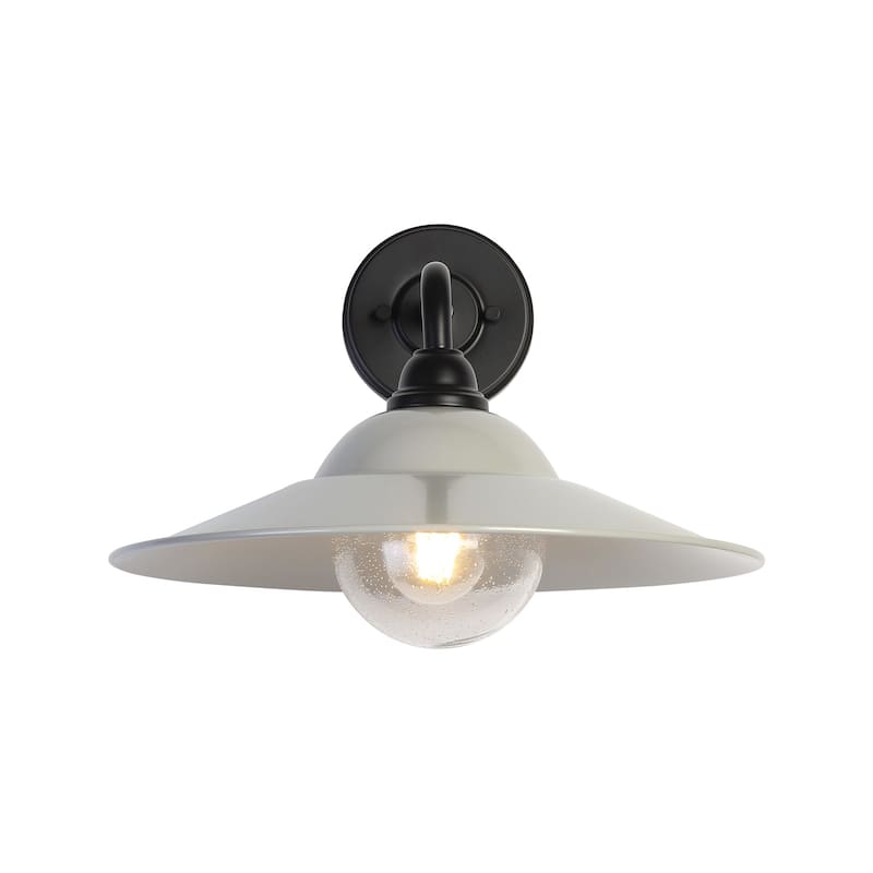 Golden Lighting 5096-OWL MGY Croma 12" Tall Outdoor Wall Sconce - Matte Black / Matte Gray / Seeded Bubble