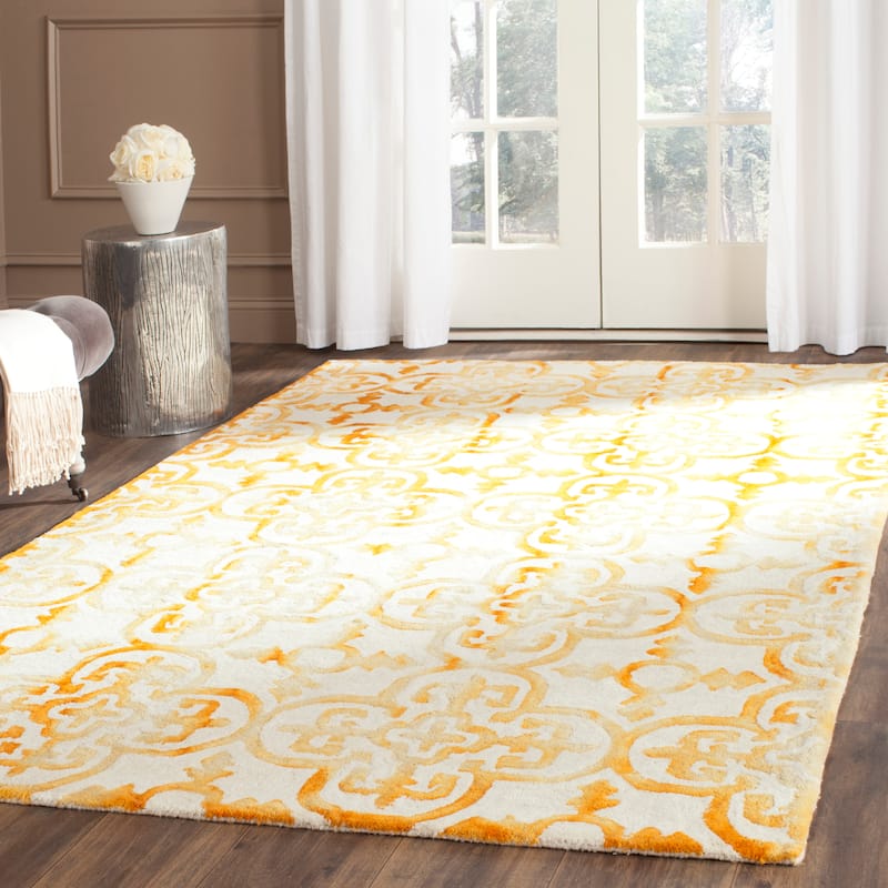 SAFAVIEH Handmade Dip Dye Reintraut Watercolor Vintage Boho Wool - 4' x 6' - Ivory/Gold - Runner/Rectangle
