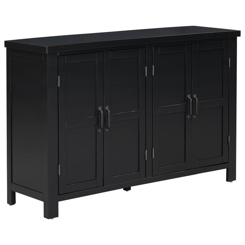 4-Door Storage Sideboard with Adjustable Shelves and Retro Atimon Handles ,Ample Storage,Pinewood Legs