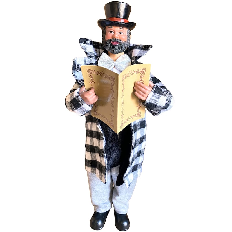 15-18" Black and White Plaid Black Carolers, Set of 4