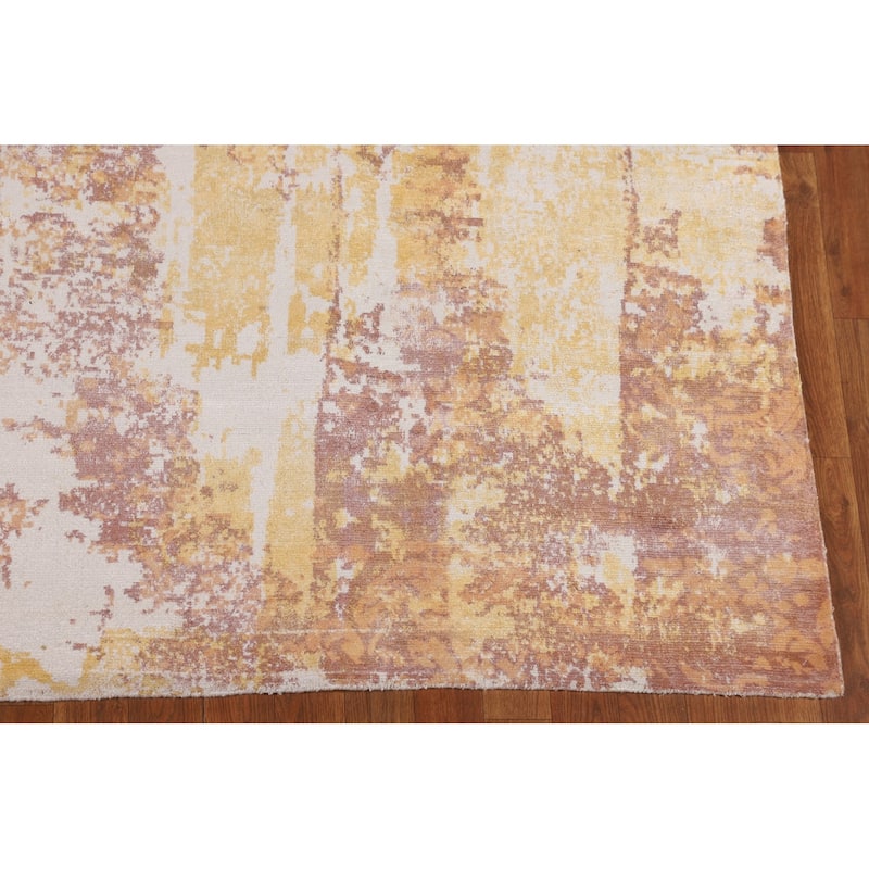 Abstract Area Rug Hand-Knotted Living Room Wool Carpet - 7'11" X 10'3"