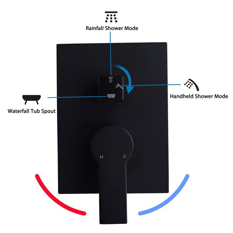 Shower System with Tub Spout,with 12" Rain Shower Head and Handheld Spray combo, Wall Mounted Tub Shower Systems