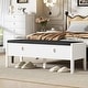 preview thumbnail 8 of 12, Fluted Shoe Storage Bench with Drawers and Cushioned Seat, 47.2 Inch Entryway Bench for Bedroom Living Room Hallway