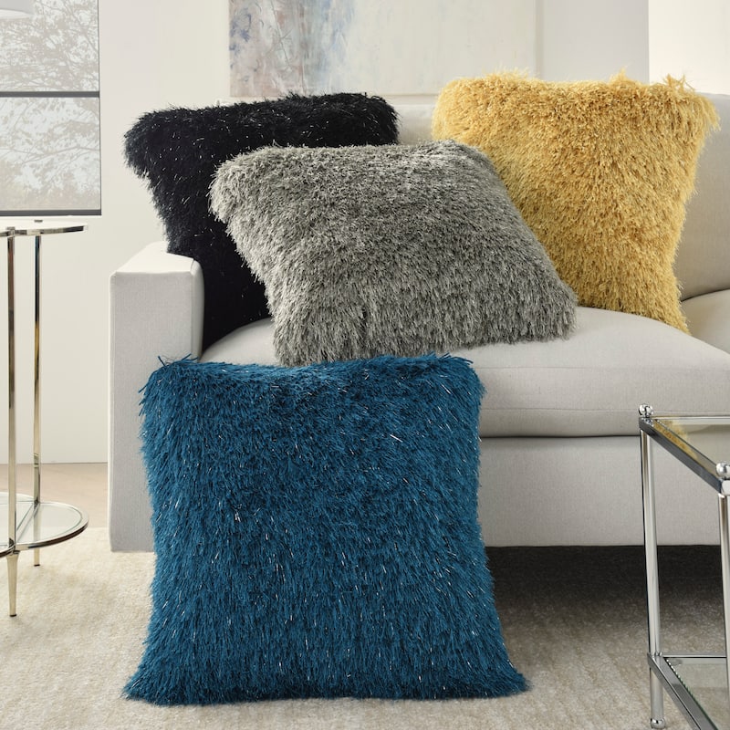 Mina Victory Shag Solid Glam Throw Pillow