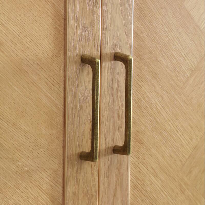 100% Solid Wood Armoire Wardrobe Closet with 2 Door, 70.87"H Bedroom Armoire Closet with Drawer and Hanging Rod, Wood Finish