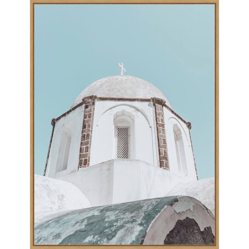 Santorini Church by Bella Eve Framed Canvas Wall Art Print - Sylvie Natural