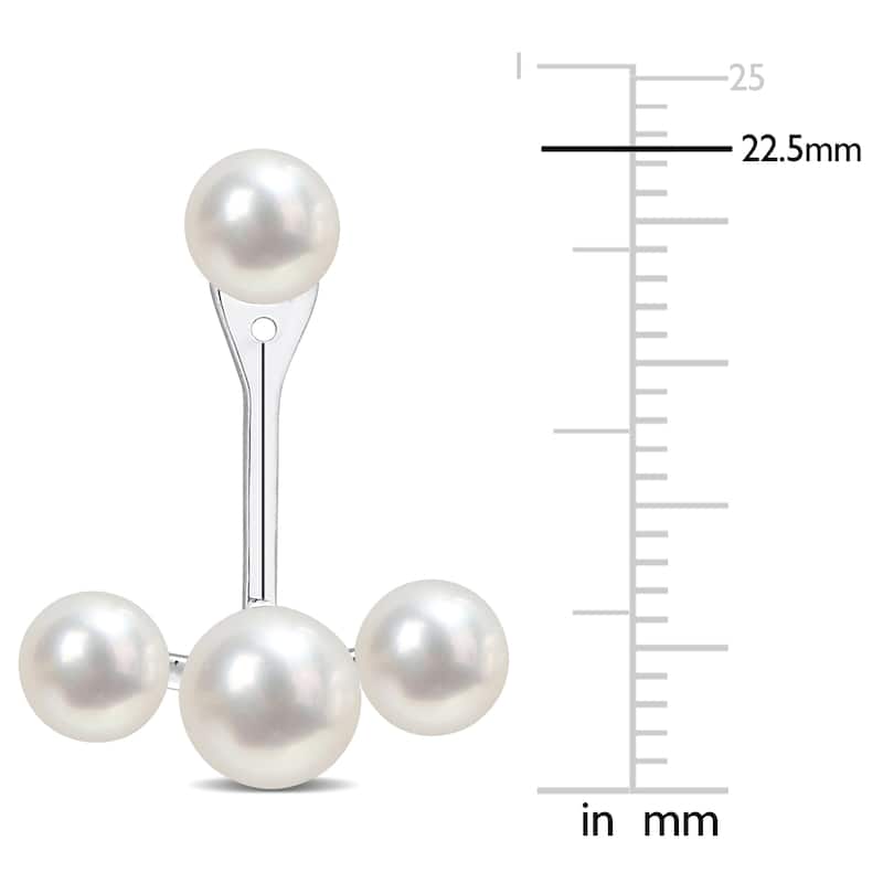 Miadora Freshwater Cultured Pearl Drop Earrings in 10k White Gold