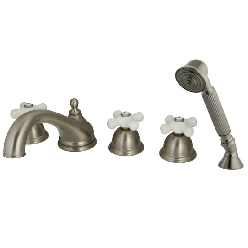 Kingston Brass Milano 5-Hole Deck Mount Roman Tub Faucet with Hand Shower
