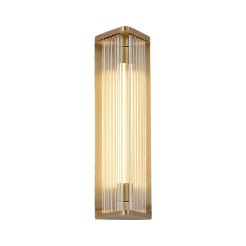 Alora Lighting WV339112CR Sabre 16" Tall LED Wall Sconce - Ribbed Glass / Vintage Brass