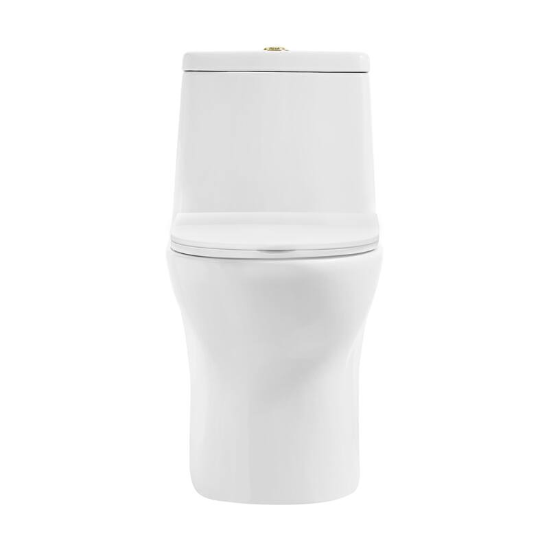 Ivy One Piece Toilet Dual Vortex Flush, Brushed Gold Hardware 1.1/1.6 gpf - Glossy White