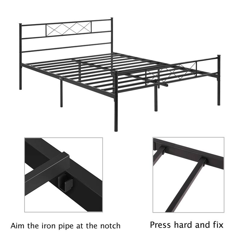 Javlergo Metal Platform Bed Frame with Headboard Twin/Full/Queen Size Platform Bed