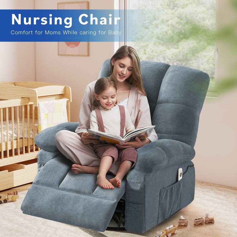 Massage Recliner Chair with Vibration and Lumbar Heating 350LB Capacity Swivel Rocker