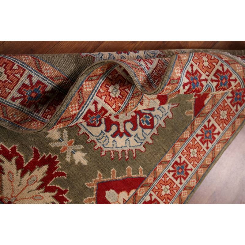 Geometric Kazak Oriental Foyer Rug Handmade Wool Carpet - 3'2" x 4'9"