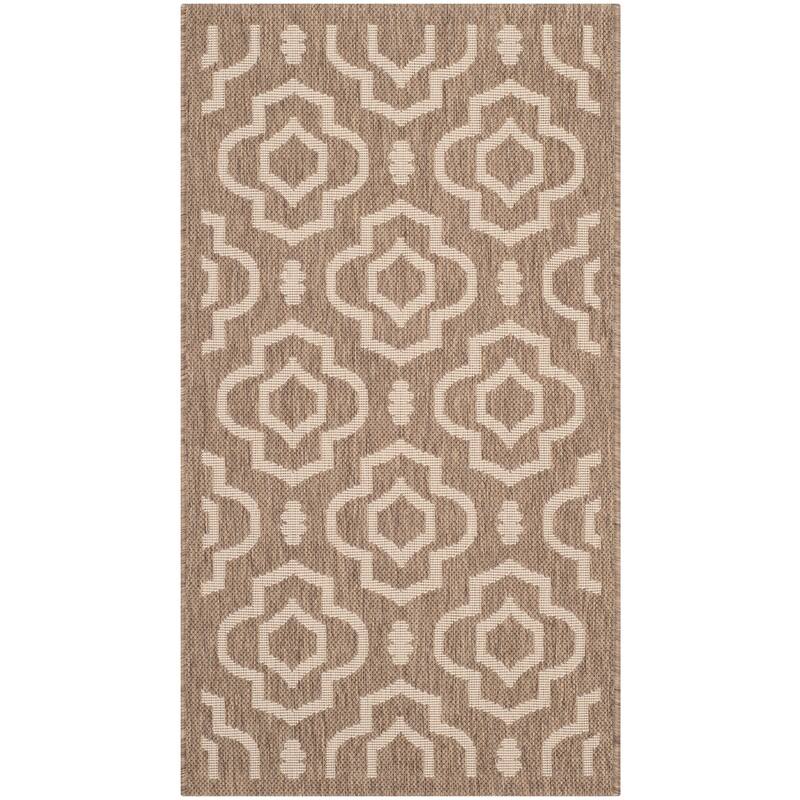 SAFAVIEH Courtyard Ketty Indoor/ Outdoor Waterproof Patio Backyard Rug - 2' x 3'7" - Brown/Bone