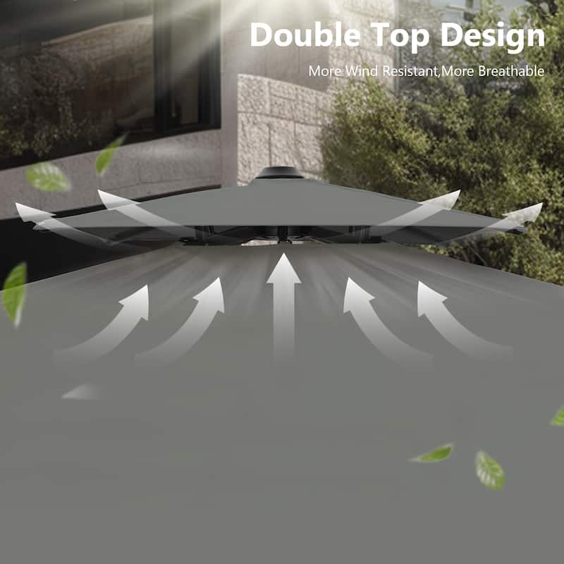 MAISON ARTS 13 FT Automatic Hydraulic Cantilever Large Umbrella Aluminum Pole 360 Degree Rotation
