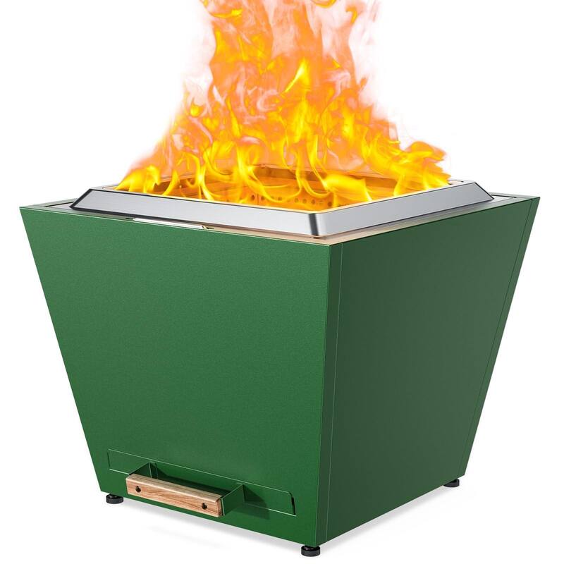 Cyberpit One Pro 25 inch Smokeless Fire Pit, w/Pull-Out Ash Pan, Portable Outdoor Firepits - Green