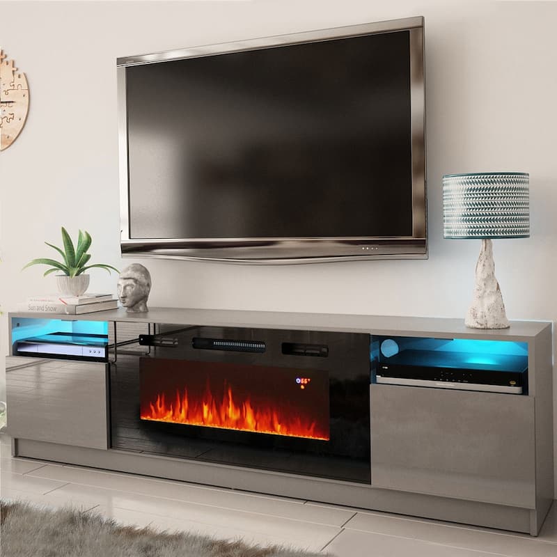 York 02 Electric Fireplace Wall Unit Entertainment Center