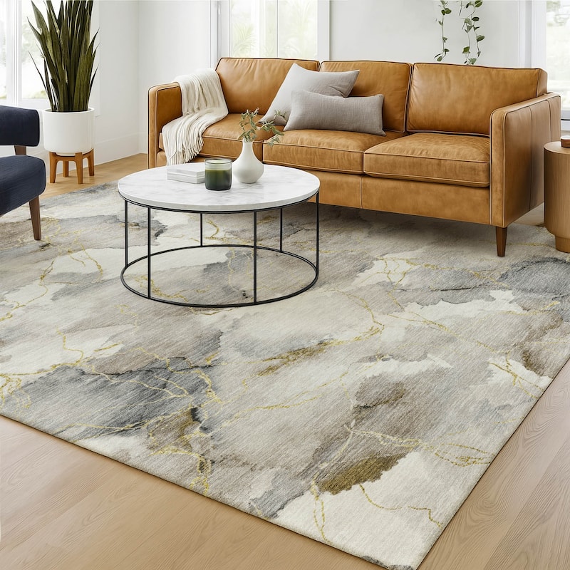 Machine Washable Indoor/ Outdoor Modern Brighton Chantille Rug