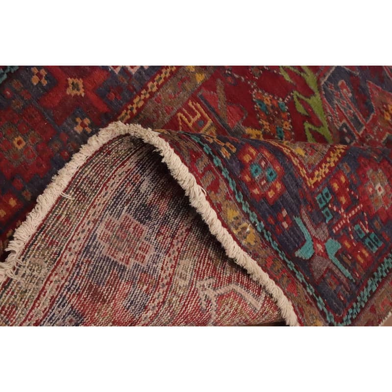Hand Knotted Oriental 100% Wool Carpet Traditional Geometric Red Heriz Runner Rug - 10' 0'' X 3' 6''