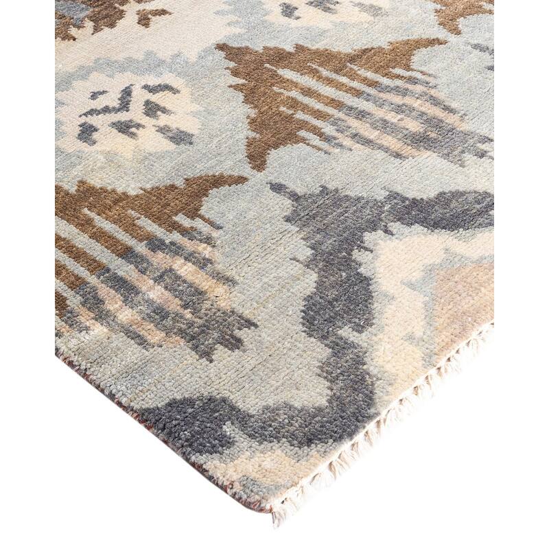Ikat One-of-a-Kind Handmade Area Rug - Beige, 8' 0" x 9' 10" - 8' 0" x 9' 10"
