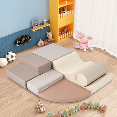Soft Climb and Crawl Foam Playset 6 in 1,Play Equipment Climb and Crawl Playground,Kids Crawling and Climbing Play Structure