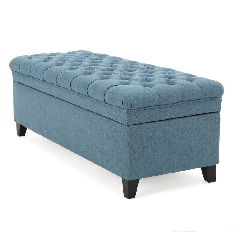 Button-tufted Storage Ottoman Bench