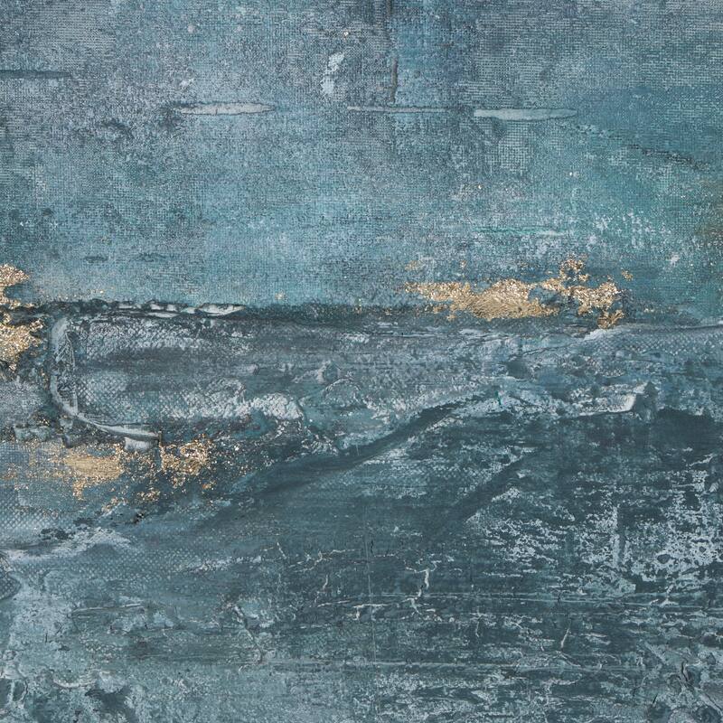 Dark Blue Polystone Silver Embellishments Abstract Framed Wall Art with Black Frame