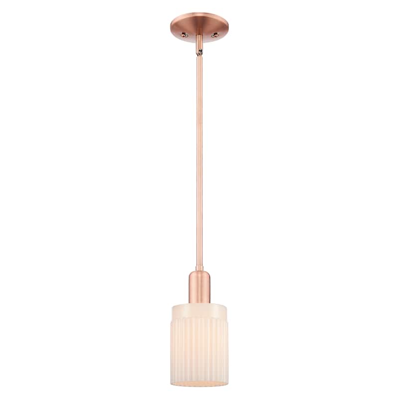 Innovations Lighting Endless Possibilities Arcadia - Hadley - 1 Light 5" Stem Hung Mini Pendant - Antique Copper/Matte White