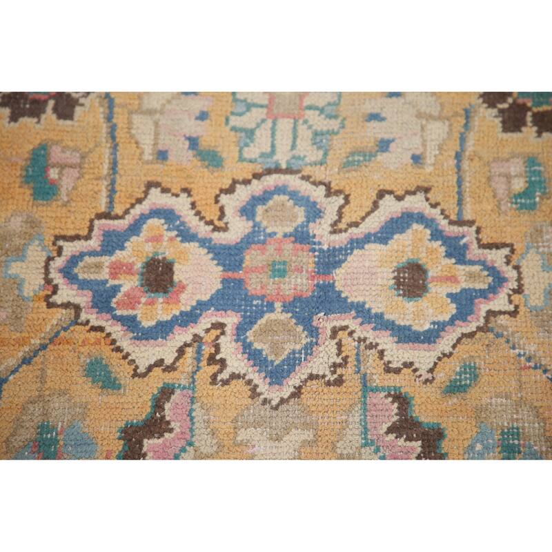 Hand Knotted Oriental 100% Wool Carpet Traditional Floral Yellow & Gold Mashad Area Rug - 12' 4'' X 9' 7''