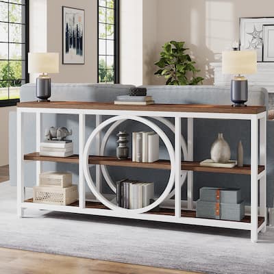 70.9 Inches Extra Long Sofa Tables, Wood Console Table with 3 Tiers Shelves - 11.75" * 70.9"