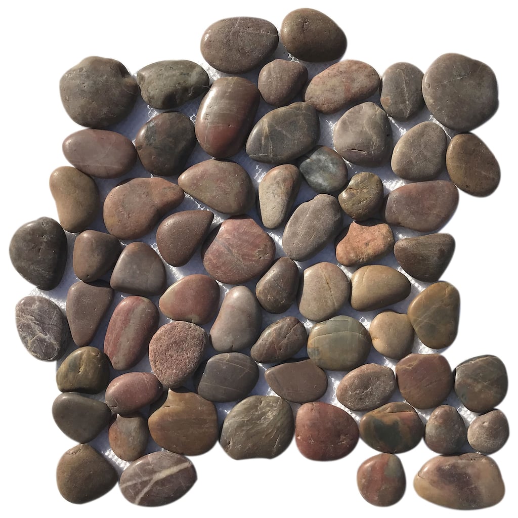 Crimson Natural Stone Pebble Mosaic Tile