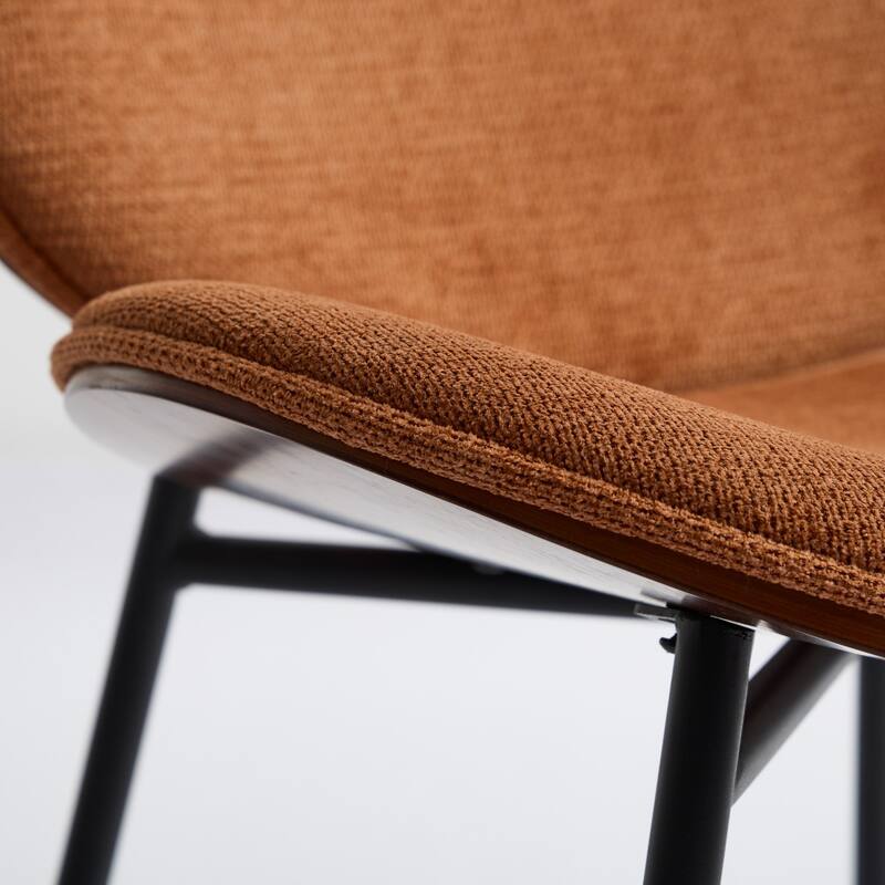 Mid-Century Modern Shell Chair Single Side Chair Tripod,Fabric Lounge Chair In Walnut Finish Comfortable Backrest