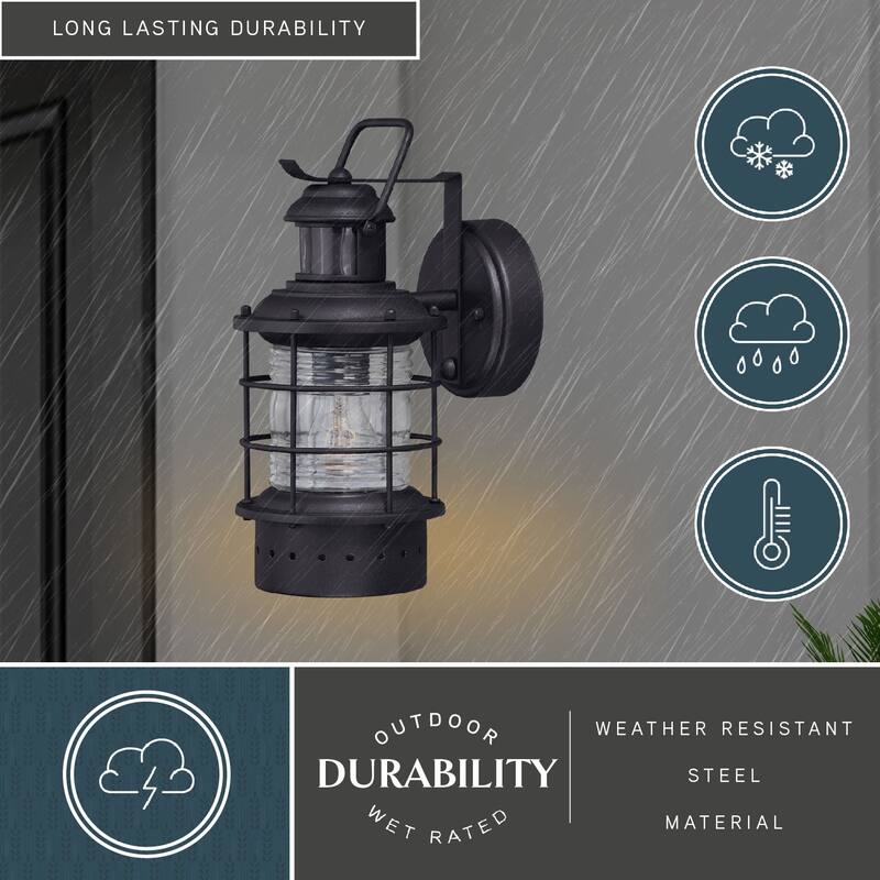 Vaxcel Hyannis Dualux 5.5" Outdoor Wall Light Textured Black - 5.5-in W x 12-in H x 7.5-in D