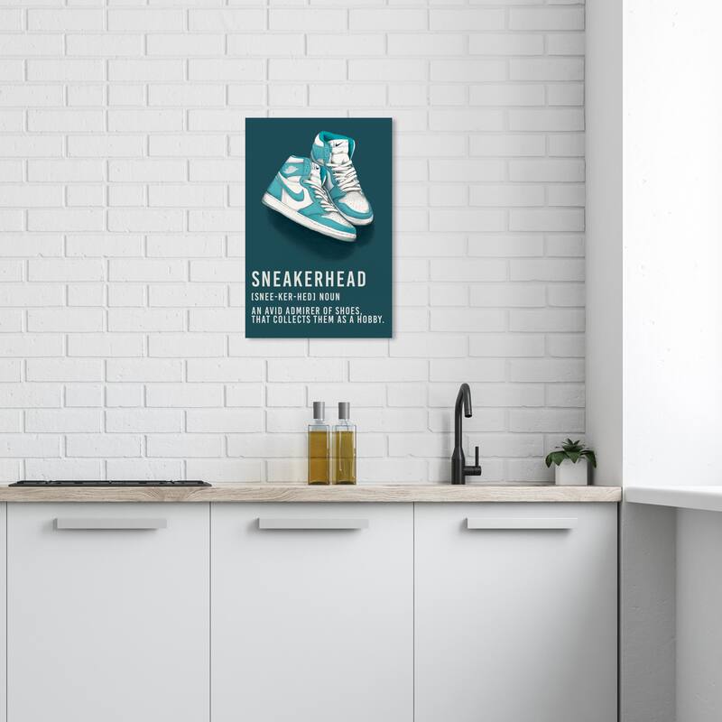 Wynwood Studio Fashion and Glam Aqua Sneakerhead Blue and Teal Modern & Contemporary Wall Art Canvas Print - 24 x 16