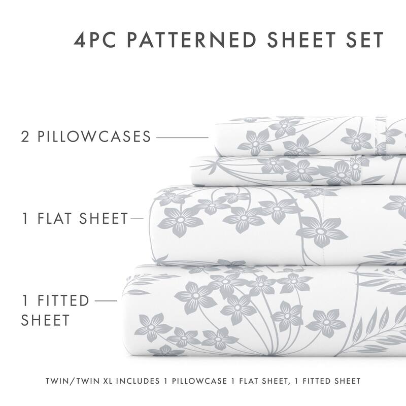 Becky Cameron Chantilly Lace Style Pattern 4 Piece Deep Pocket Bed Sheets Set