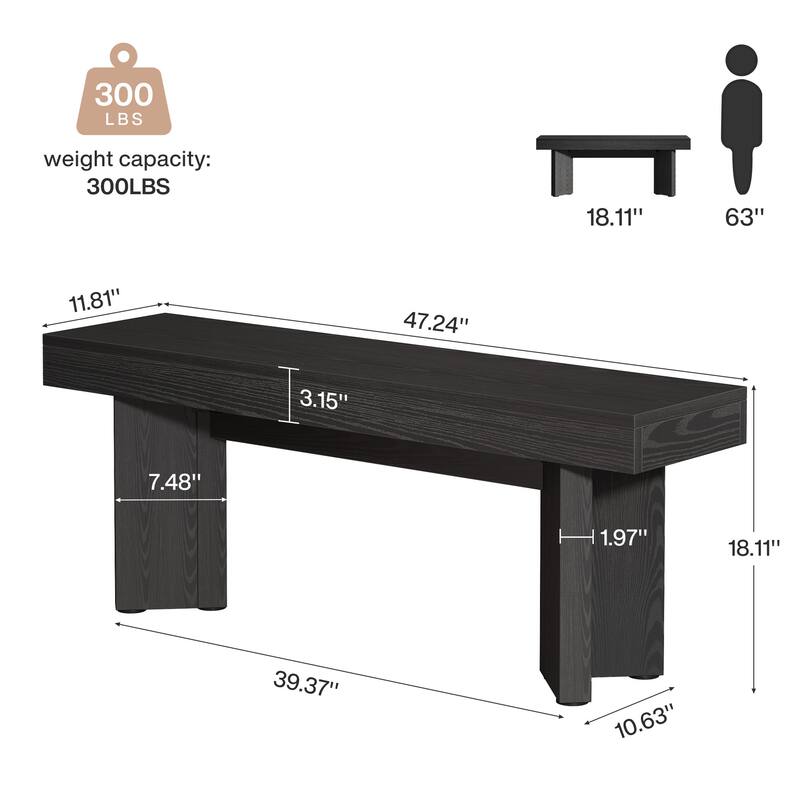 Farmhouse Wooden Dining Bench, 47" Indoor Kitchen Table Bench