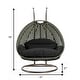 preview thumbnail 114 of 128, LeisureMod Modern 2-Person Egg Hanging Swing Chair with Beige Wicker, Oxford Fabric Cover, Patio Hammock Lounger and Cushions