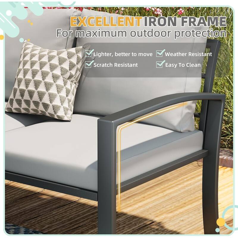 AECOJOY Metal Patio Furniture Set 7 Pieces Modern Outdoor Conversation Set