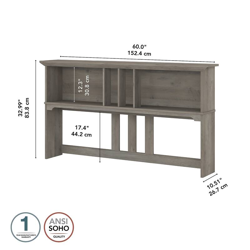 Bush Furniture Salinas 60W Hutch- Hutch Only - 60.00"L x 10.51"W x 32.99"H