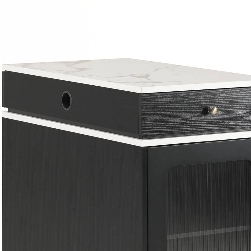 Kitchen Storage Table with Double-sided Storage, Kitchen Island with 2 Drawers