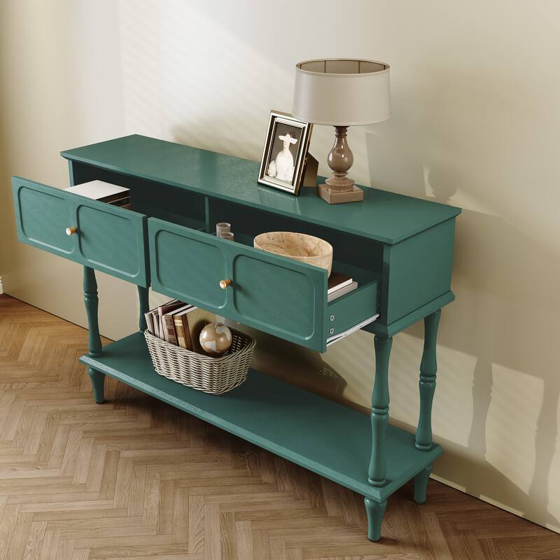 Mid-Century Console Table with 2 Doors for Entry and Living Room