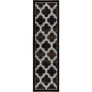HomeRoots 8' Black Geometric Stain Resistant Runner Rug - 8' Runner - Bed Bath & Beyond - 37949026
