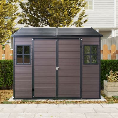 8x6ft Waterproof Resin Storage Shed with Floor
