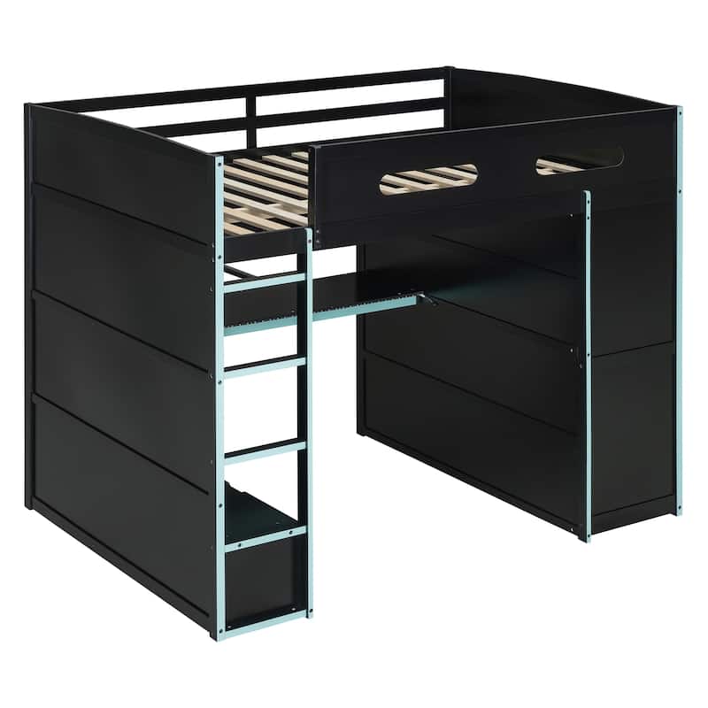Ultimate Gamer’s Loft Bed with Desk, Storage, and RGB LED Lights by Harper&Bright Designs