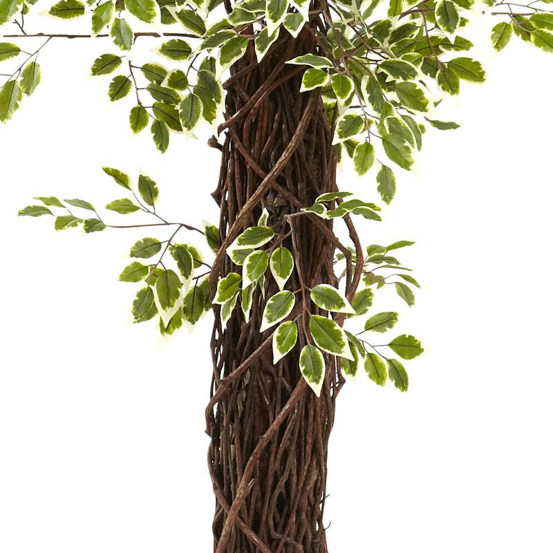 Variegated Mini City Sleek Tree - 7.5Ft Artificial Tree with 4131 Leaves for Home Office Decor - 7.5ft.