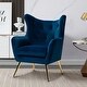 preview thumbnail 45 of 141, Eusebio Tufted Velvet Accent Chair with Wingback, Arms, and Metal Gold Legs for Living Room or Bedroom by HULALA HOME NAVY