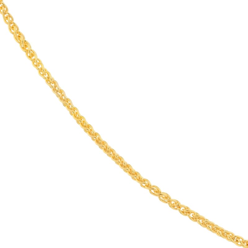 Curata 10k Yellow Gold 1.05mm Round Wheat Chain Necklace (Lobster)